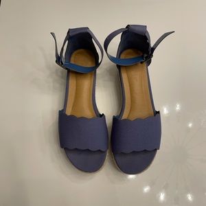 Scalloped platform sandals